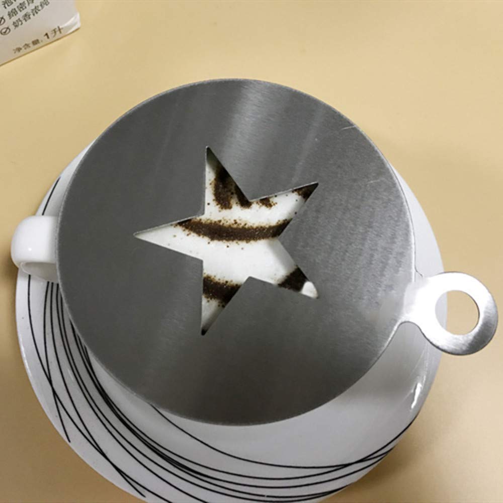 Coffee Stencils,Liuhuizeyu 2 Pcs Latte Art Heart Star Shape Coffee Mold Tool For Latte Cappuccino Cupcake Cookies Hot Chocolate