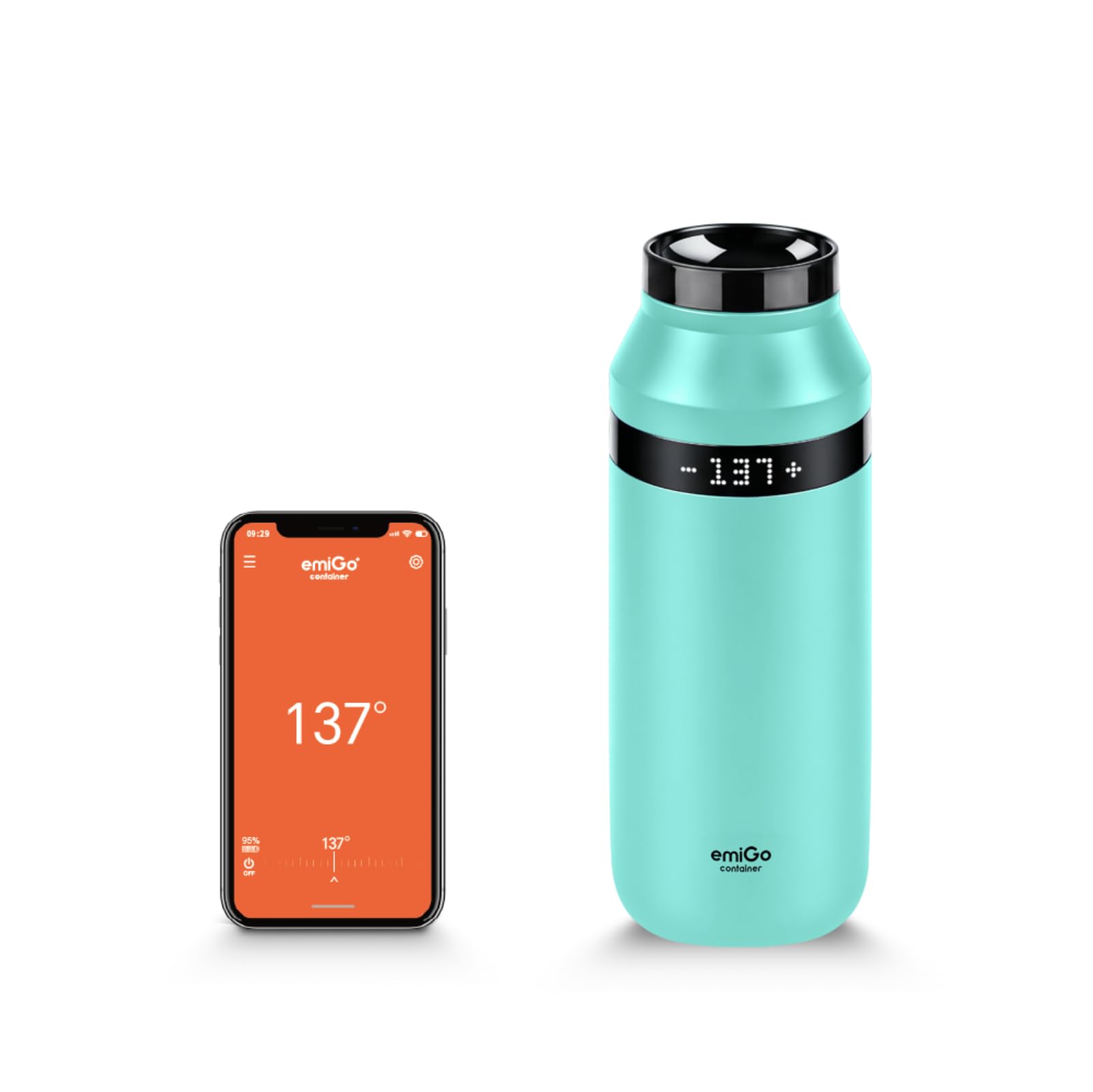 emiGo TempMaster Smart Heated Travel Mug, 16 oz, App & Manual Temp Control