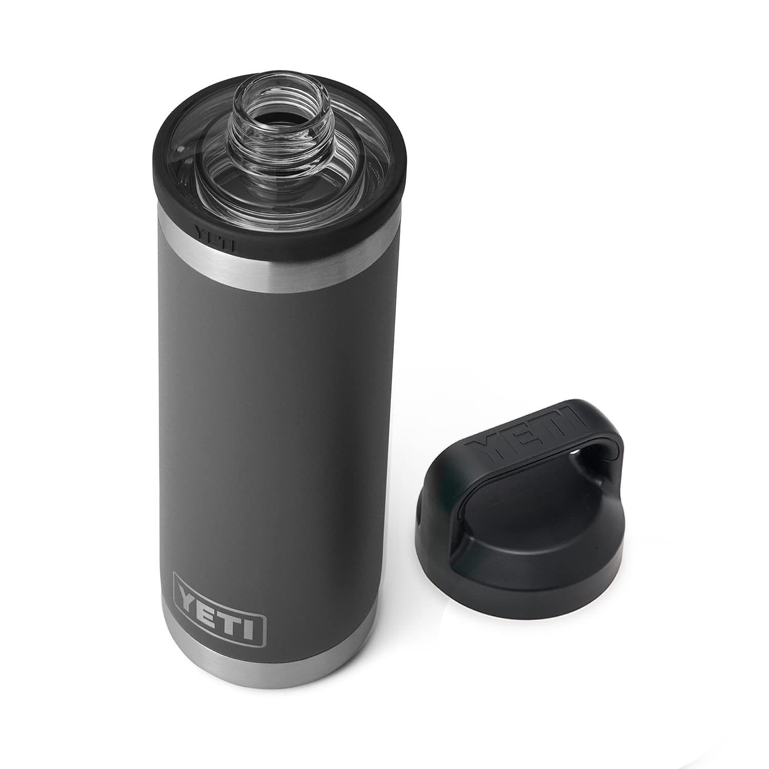 YETI Rambler 18 oz Bottle, Leakproof, Vacuum Insulated, Stainless Steel with Chug Cap, Charcoal