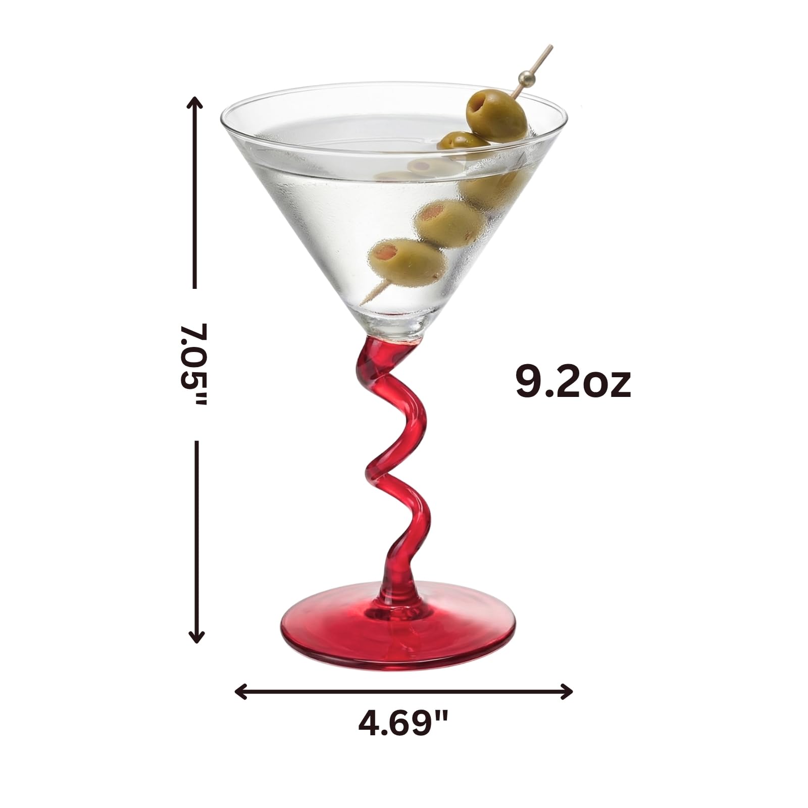 Spiral Stem Martini Glasses