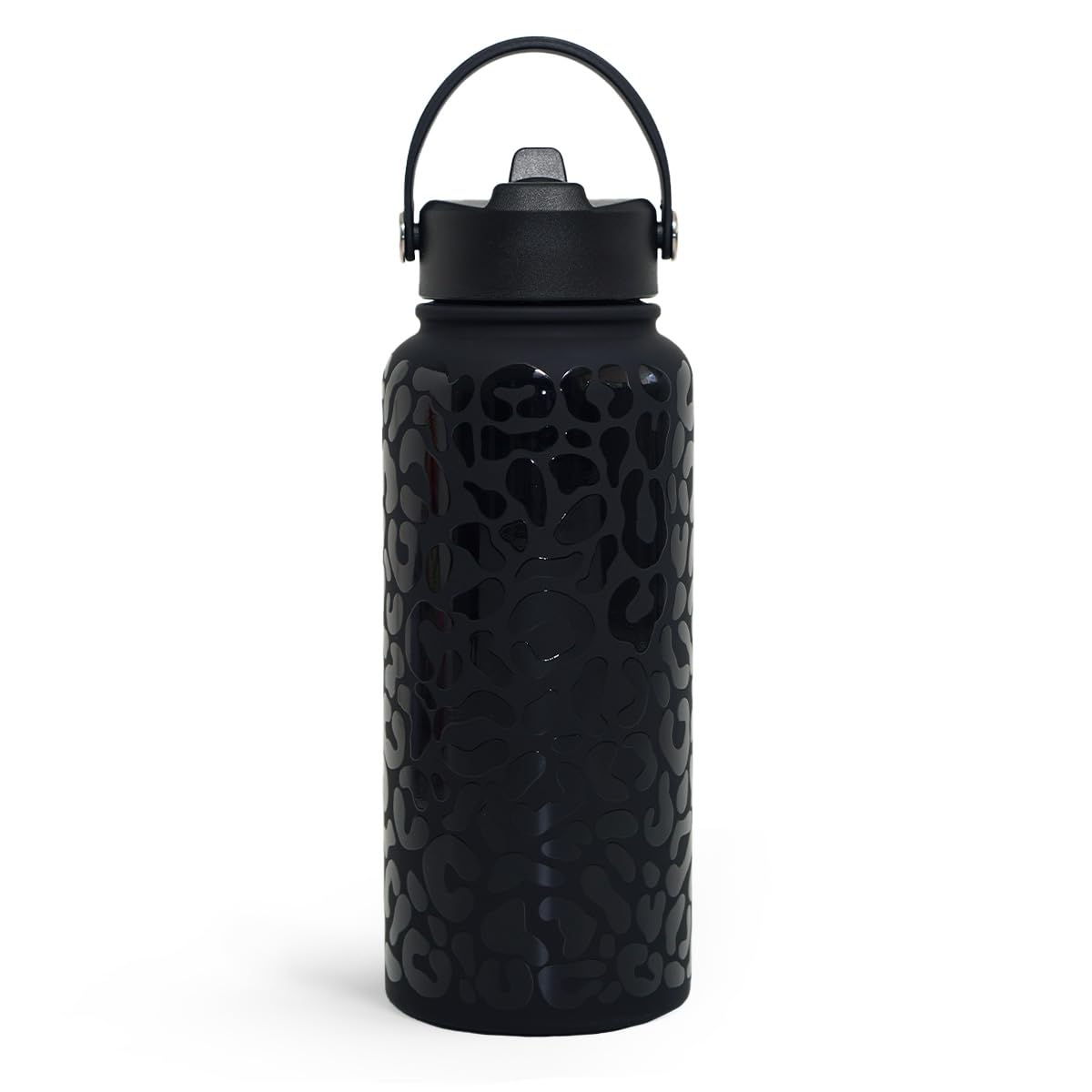 SANDJEST Leopard Water Bottle 32oz Stainless Steel Double Wall Vacuum Insulated with Lid, Leopard Print Water Bottles for Gym Sp