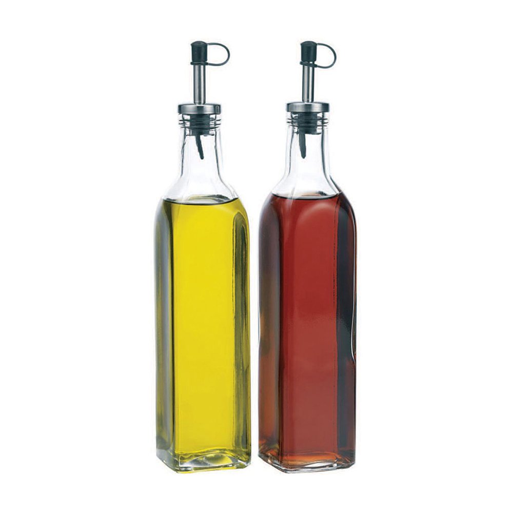 Glass Oil & Vinegar Dispenser Cruet Bottles, Set Of 2