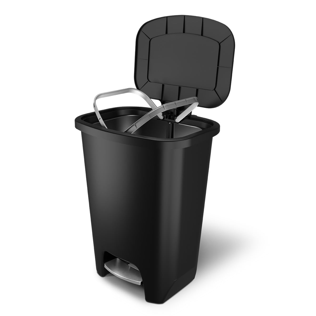 Glad 20 Gallon Trash Can - Plastic Kitchen Waste Bin With Odor Protection Of Lid, Premium Stainless Steel Step On Foot Pedal And