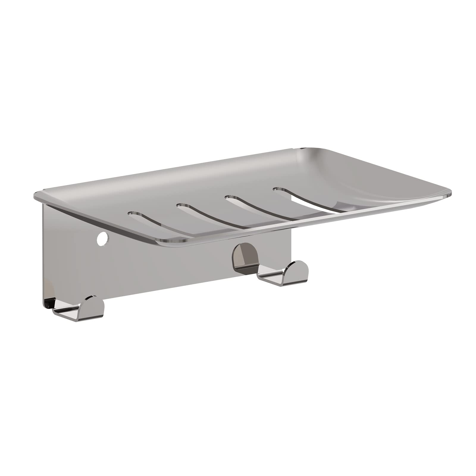 Soap Dish for Shower, 4 Slot Self-Adhesive Soap Holder for Bathroom, Wall Mounted Shower Soap Holder with Hook, Stainless Steel 