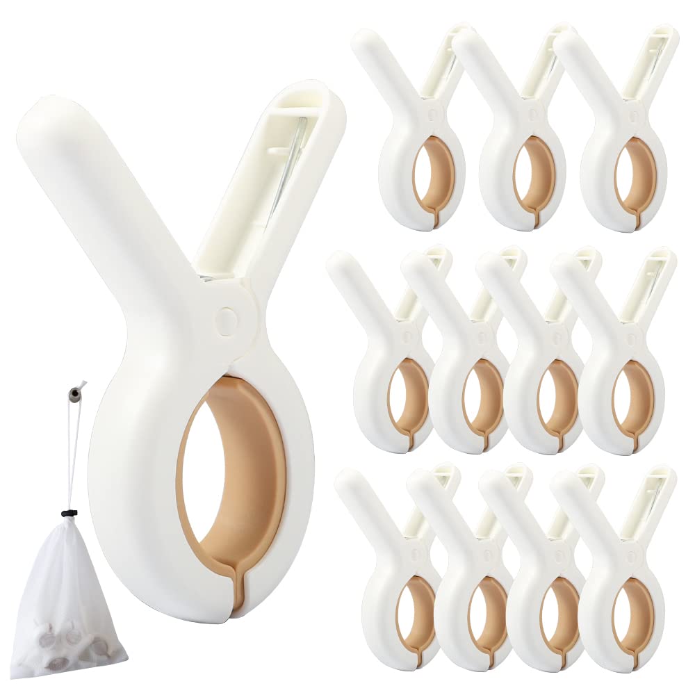Pamiso 12 Pcs Beach Towel Clip, Cloth Pins, Quilt Drying Clip, Plastic Clothespins, Strong Grip Holder To Dry Laundry On Clothes