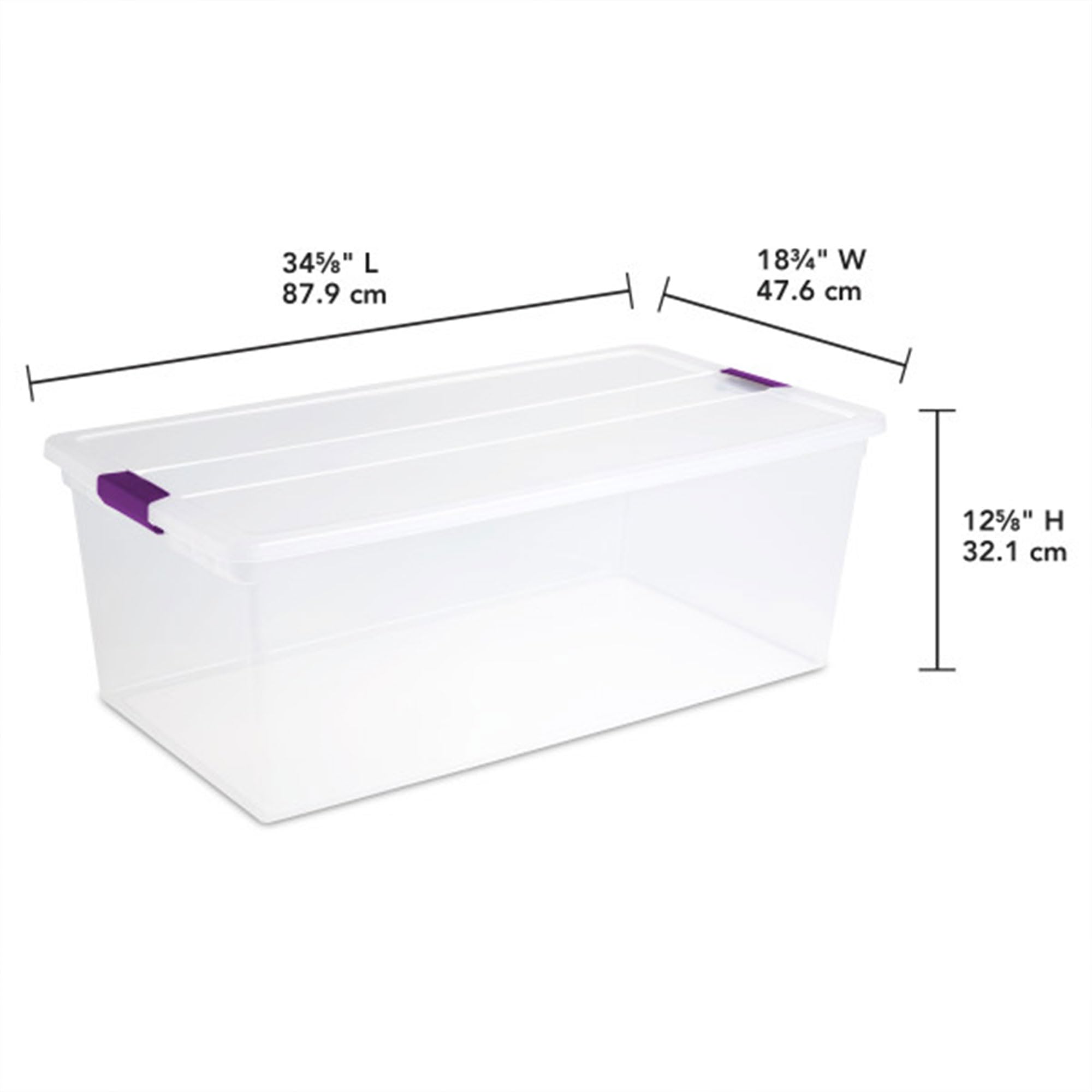 Sterilite 110 Qt Clearview Latch Storage Box, Stackable Bin With Latching Lid, Plastic Container Organize Clothes In Closet, Cle