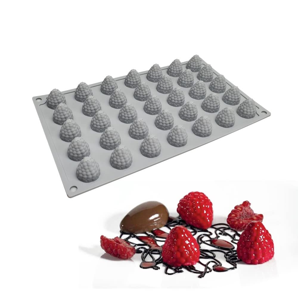 Mostsom 35-Cavity 3D Raspberry Silicone Mold For Fondant Chocolate Candy Gum Paste Polymer Clay Resin Kitchen Baking Sugar Craft