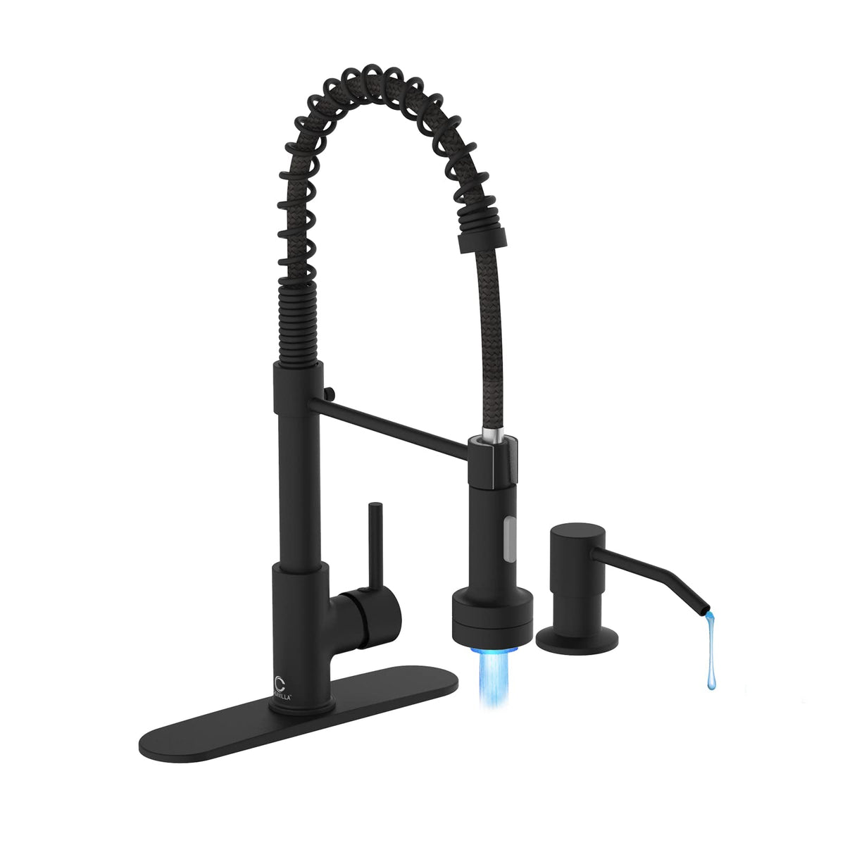 Black Kitchen Faucet With Led Light,Kitchen Faucet With Soap Dispenser,Faucet For Kitchen Sink,Single Handle Stainless Steel Kit