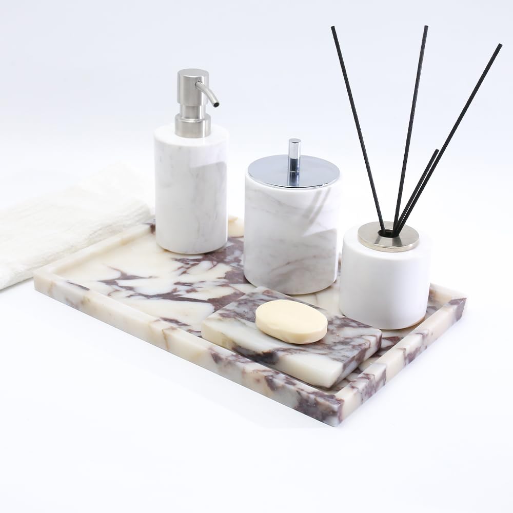 Real Luxurious Natural Marble Vanity Tray Genuine Marble/Stone Storage Tray For Home Decor Bathroom/Kitchen/Vanity/Dresser Non-R