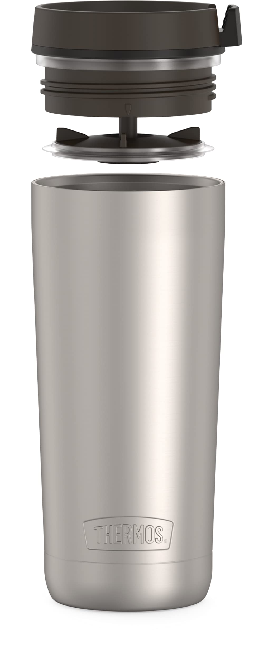 Thermos Alta Series Stainless Steel Tumbler 18 Ounce, Matte Steel/Espresso Black