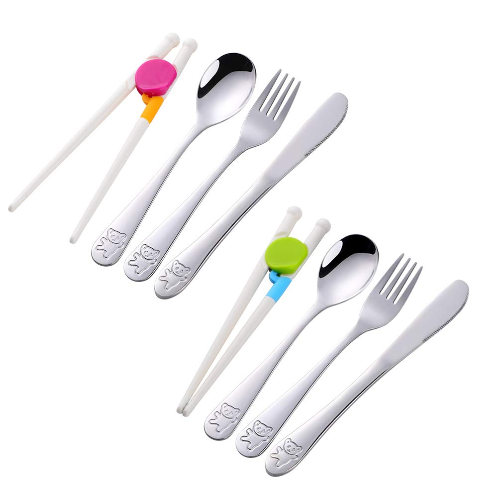 Poylim Kids Silverware, Stainless Steel Children Flatware Set, Toddler Utensils Set of 2, Silver