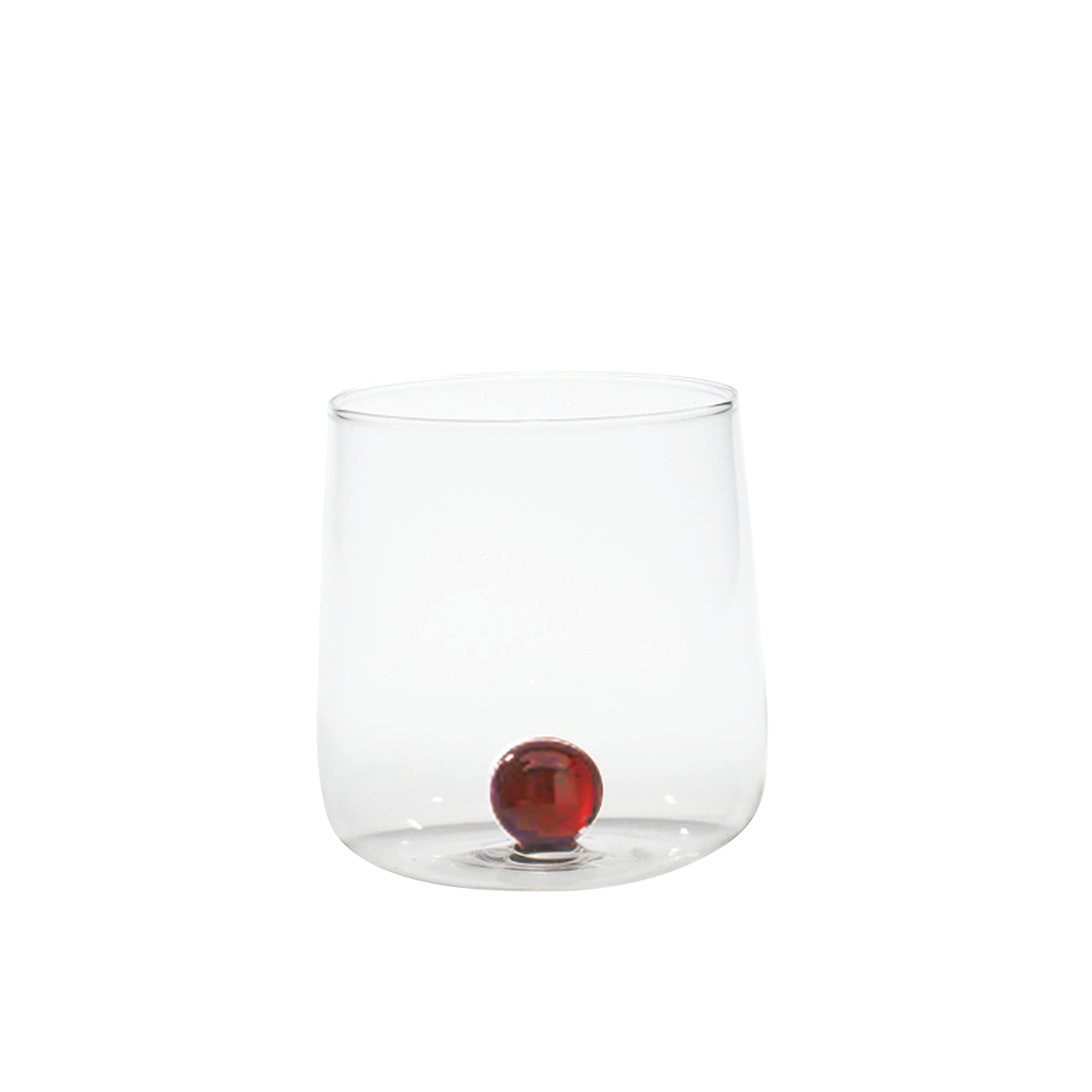 Zafferano Bilia Glass Tumbler - Handmade Transparent Glass 15 ozs., Set of 6 pcs., Colorful Glass Ball (Color: Amber)