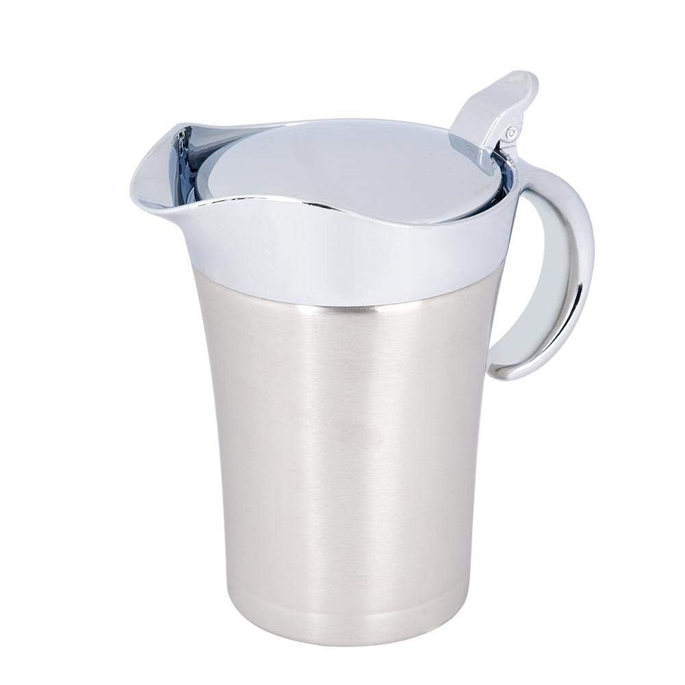 450Ml/750Ml 304 Stainless Steel Thermal Sauce Pot, Double Wall Insulated Gravy Boat Pot With Lid Serving Jug Bucket With Non-Dri