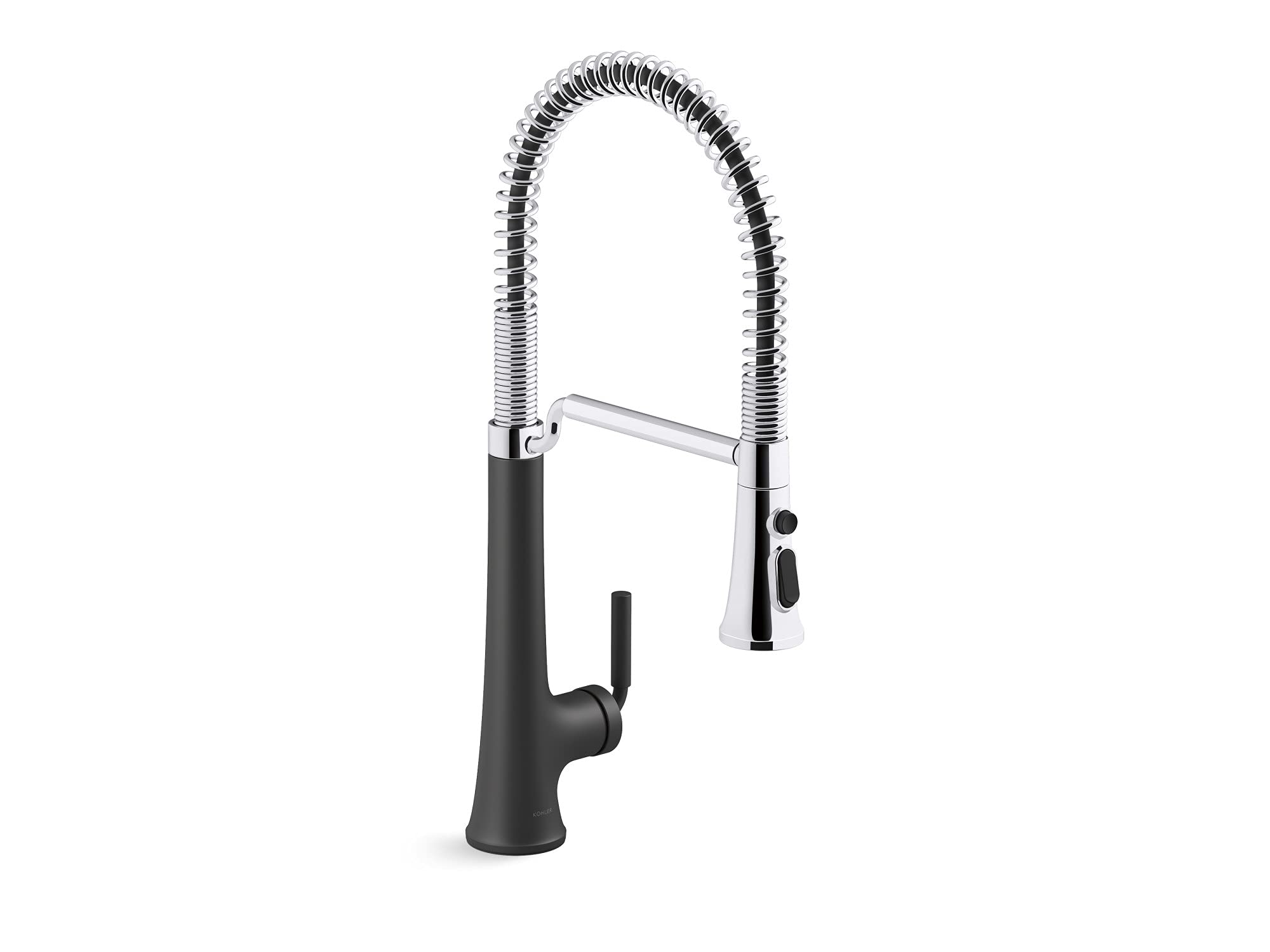 Kohler 23765-Cbl Tone Semi Professional Kitchen Faucet, Matte Black/Polished Chrome