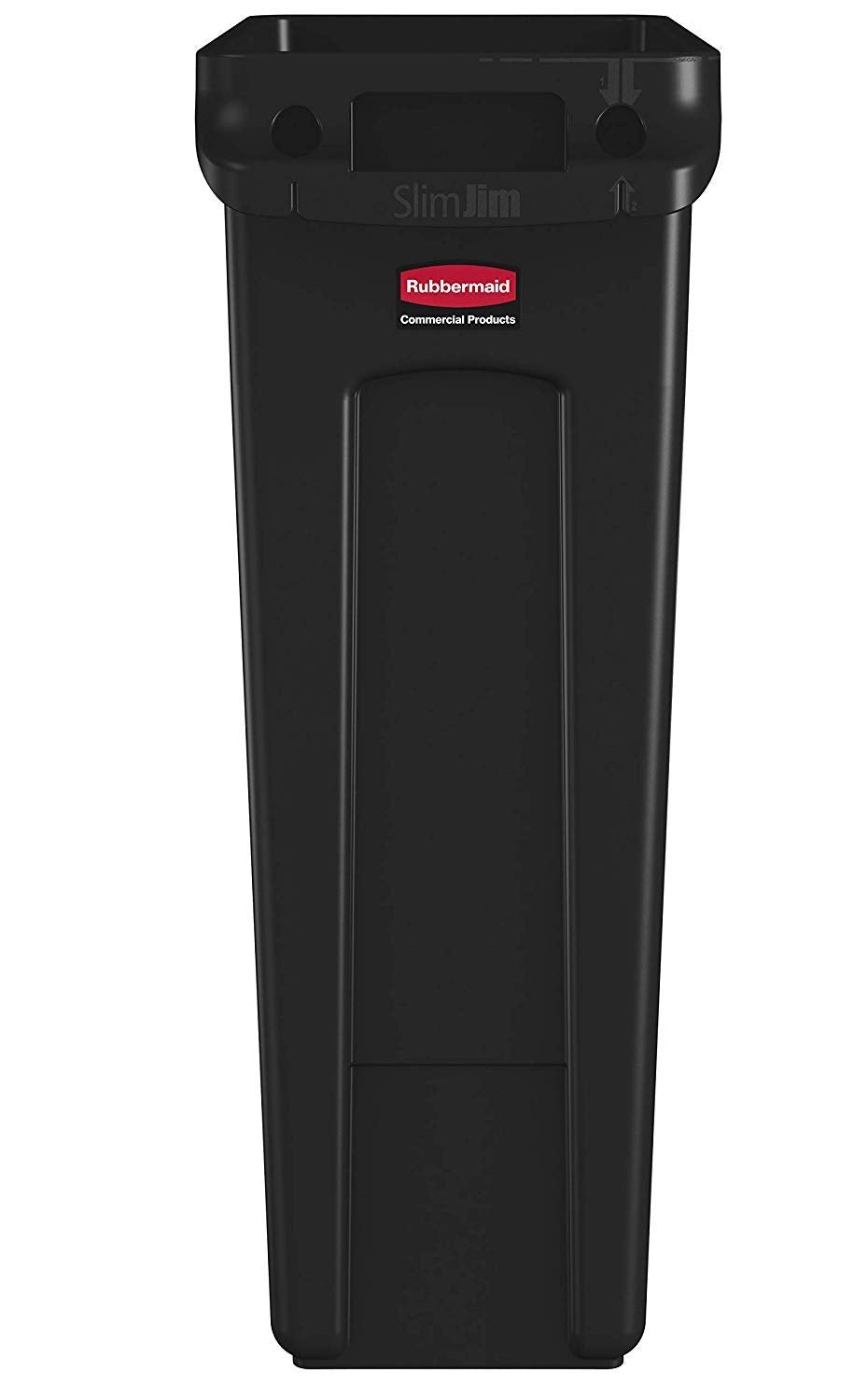 Rubbermaid Commercial Products Slim Jim Plastic Rectangular Trash/Garbage Can With Venting Channels, 23 Gal, Black, For Kitchen/
