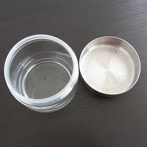 Alessi ''Dressed'' Glass Jar Hermetic Lid In 18/10 Stainless Steel Mirror Polished With Relief Decoration, Silver