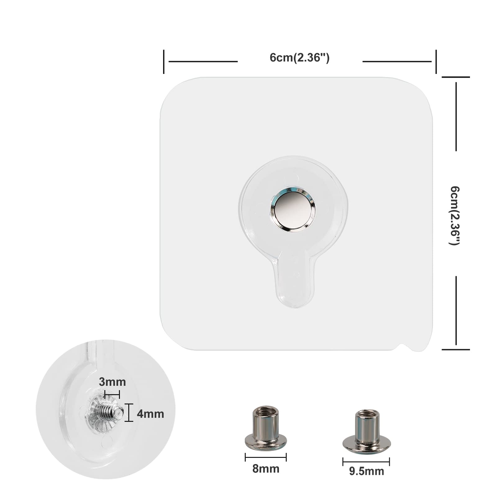 Ootsr 12-Set Adhesive Screws Stickers For Picture Frame, Wall Mount Hanging Nails Straight Hooks For Kitchen Shower Room Tile Wa