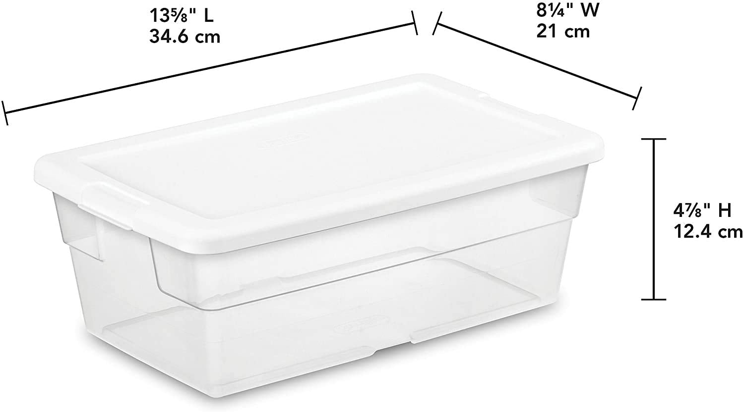 STERILITE 16428012 6 Quart/5.7 Liter Storage Box  White Lid with Clear Base (Pack of 6)