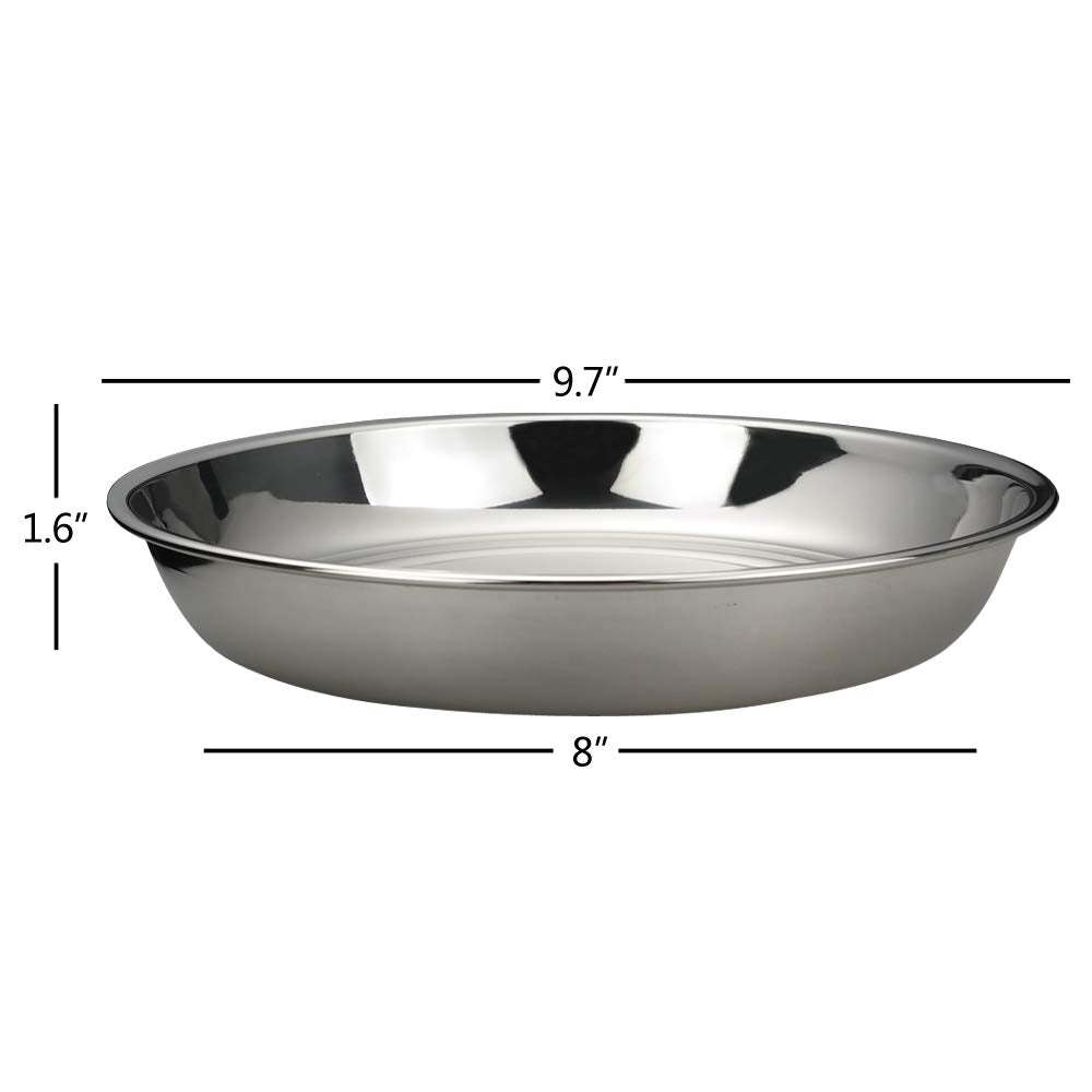 Qskely Stainless Steel Dinner Round Plates, 4 Pack Food Grade Stainless Steel Plates