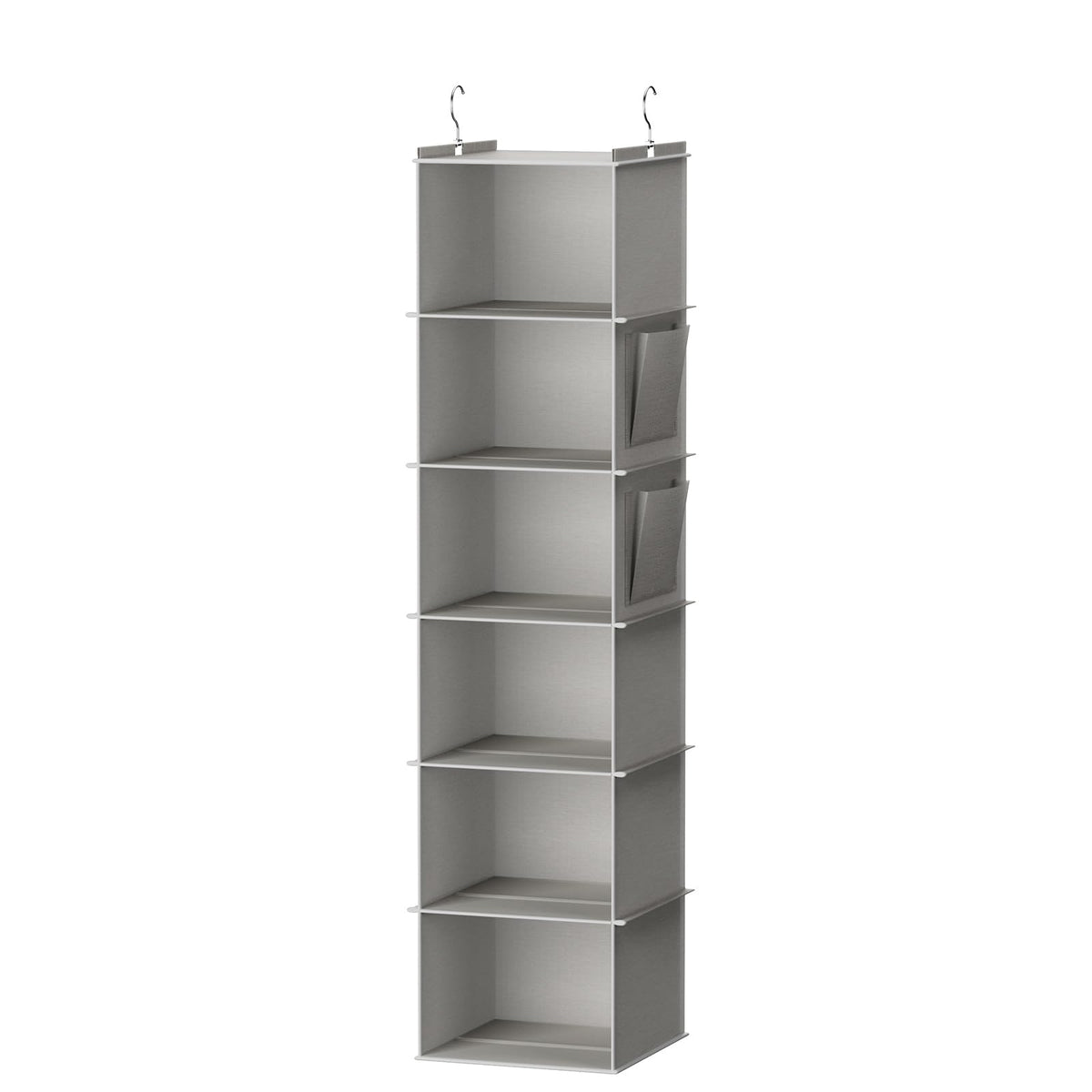 Youdenova Hanging Closet Organizer And Storage, 6-Shelf Closet Hanging Shelves | Sturdy Bamboo Structure Cloth Hanging Storage,