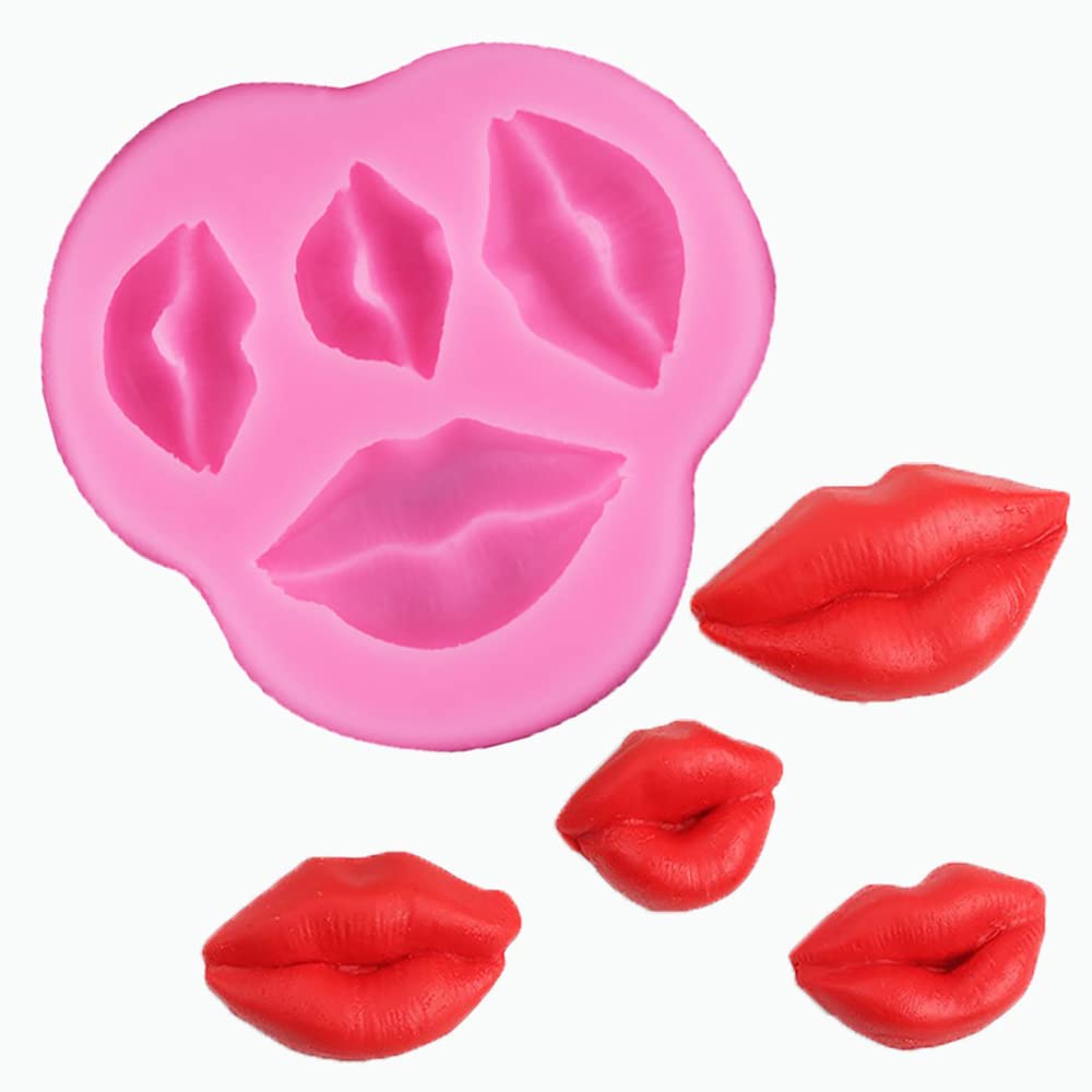 4 Hole Lips Kiss Collection Silicone Molds For Diy Fondant Candy Making Chocolate Mold Desserts Ice Cube Gum Clay Biscuit Plaste