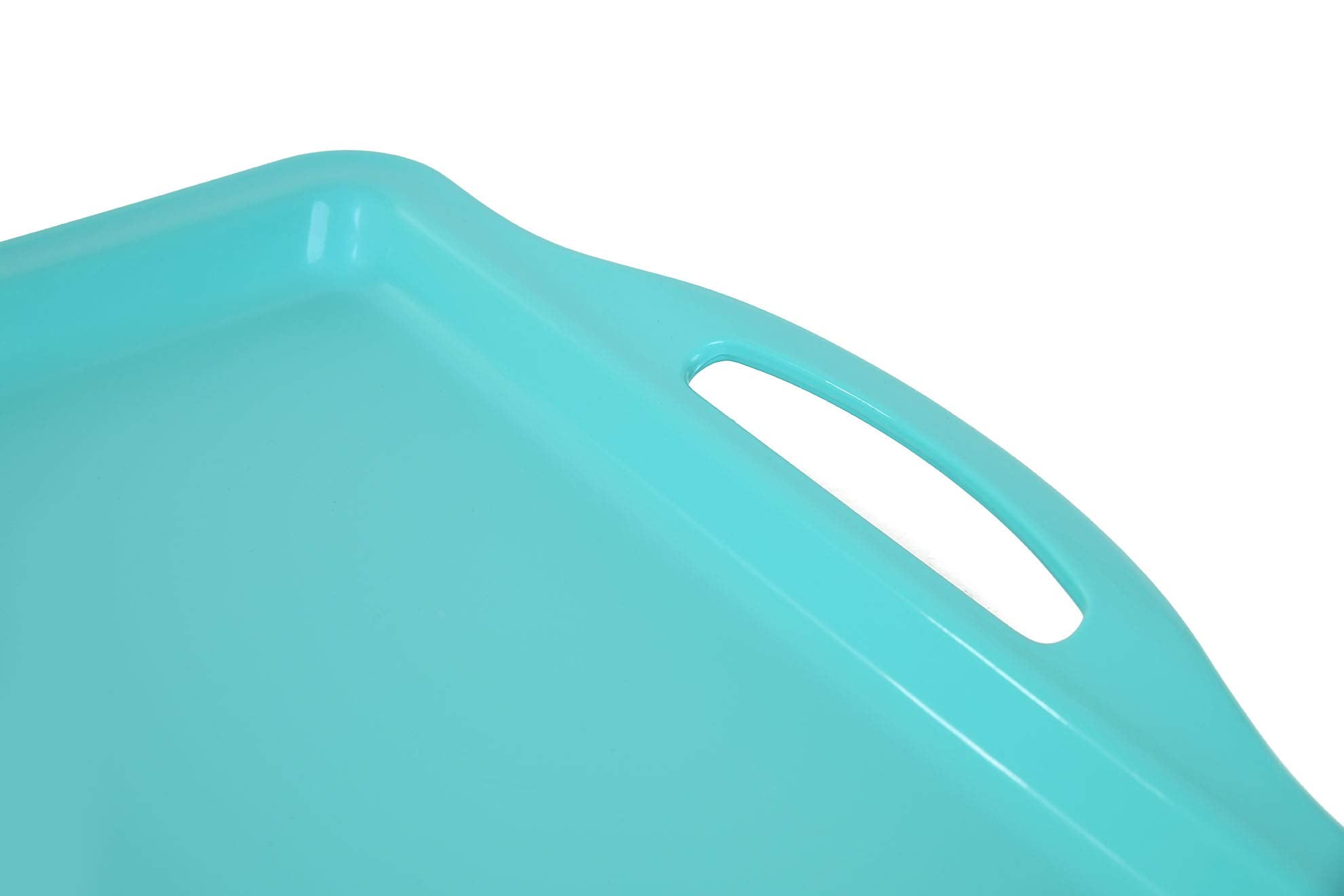 Mintra Home Durable Serving Tray (1Pk, Teal) - Unbreakable, Breakfast, Cafeteria, Fast Food, Handles