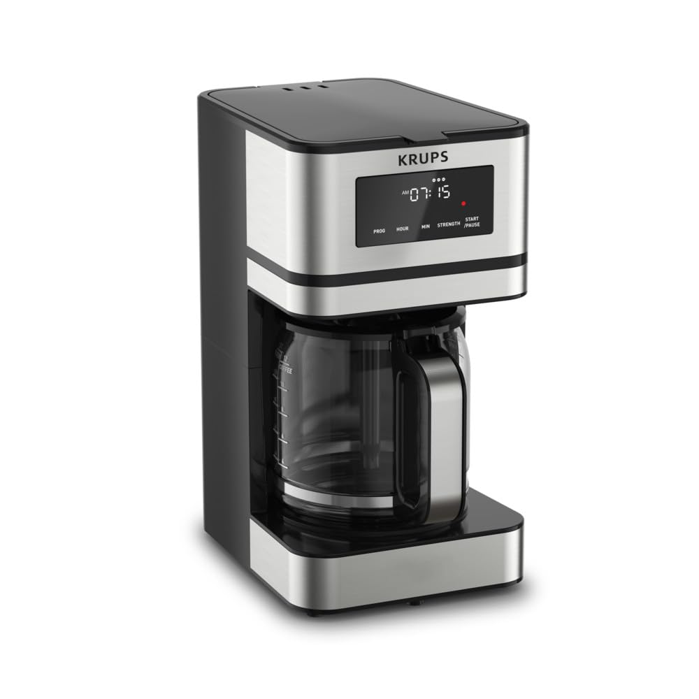 KRUPS 14 Cups Coffee Maker, Simply Brew, Stainless Steel, Programmable with Digital Display, Dishwasher Safe, Drip Free Coffee M