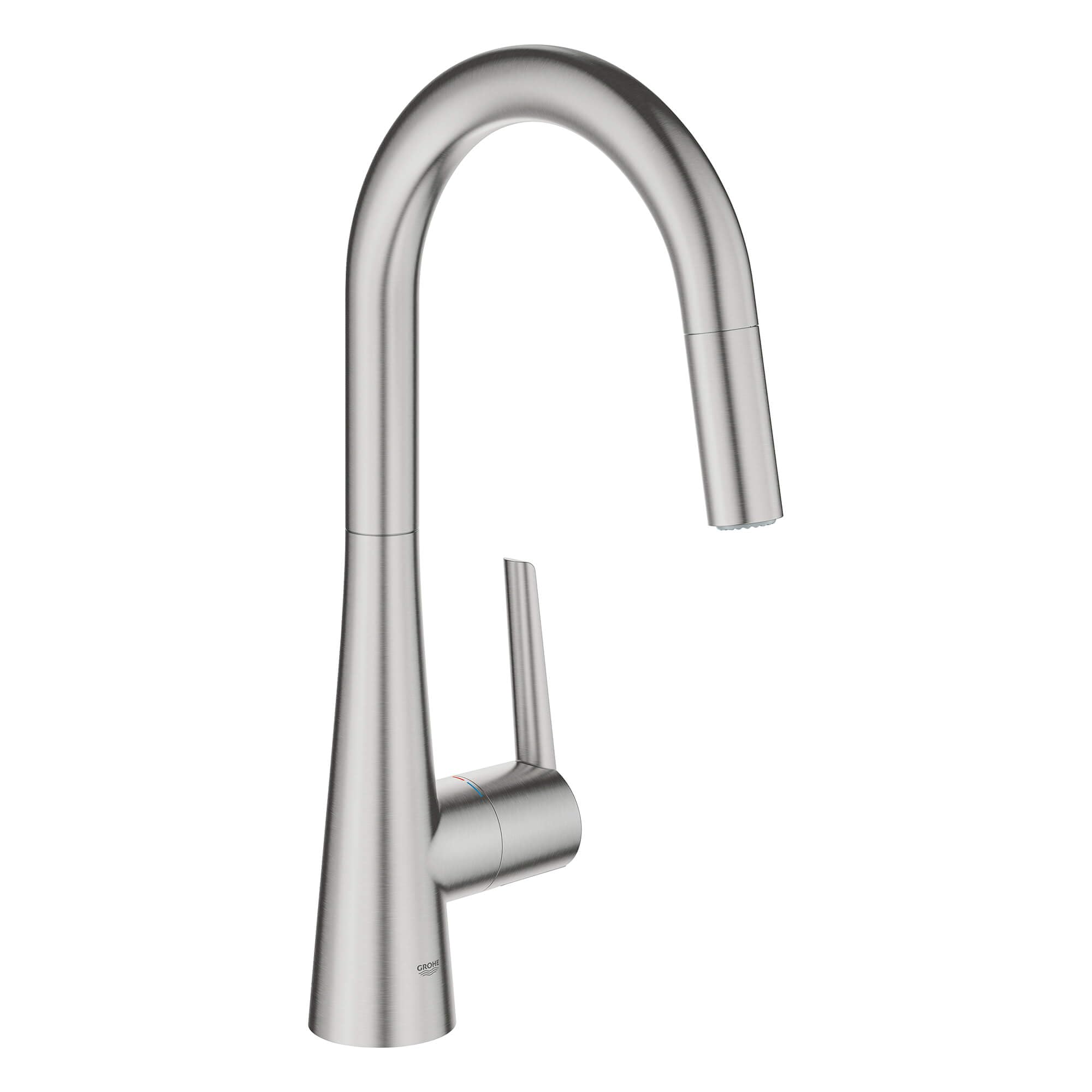 GROHE 32226DC3 Zedra Pull-Down Kitchen Faucet with sprayer Supersteel (Stainless Steel)