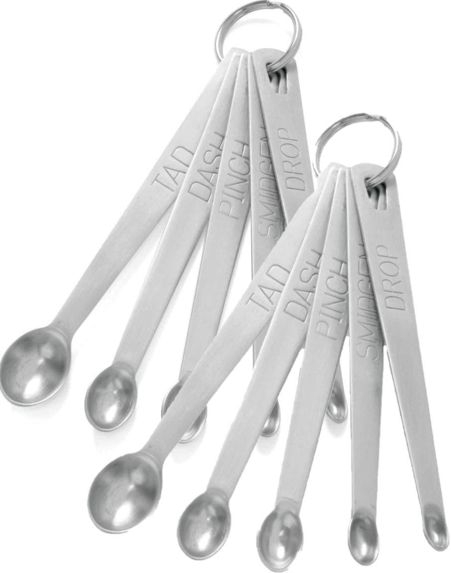 Norpro 3080 Mini Stainless Steel Measuring Spoons, Set Includes (Tad, Dash, Pinch, Smidgen And A Drop) (2, 5 Inch)