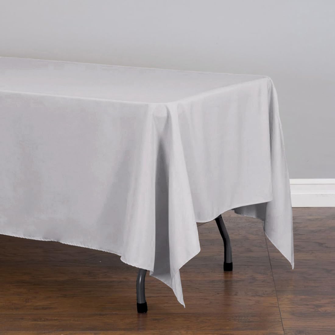 Ltc Linens 10 Pack Rectangular Tablecloths Silver 70 X 120 Inch For 6 Or 8 Ft Rectangle Banquet Tables With Half-Drop - Stain An