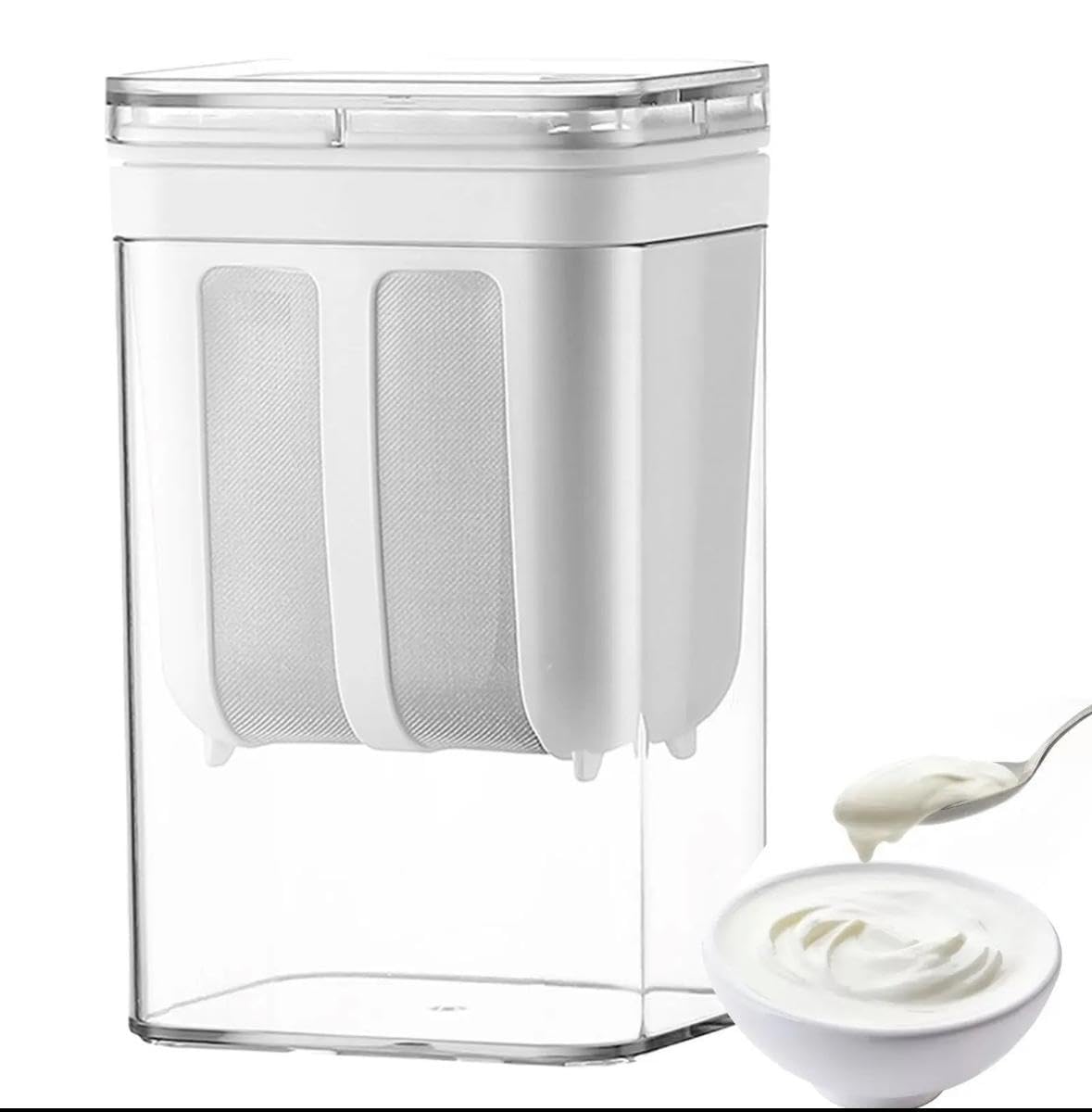 Yogurt Maker Curd Strainer 1100Ml Greek Yogurt Multipurpose Yogurt With Fine Mesh Bag & Lid Reusable, Pouch Filter Kitchen Whey 
