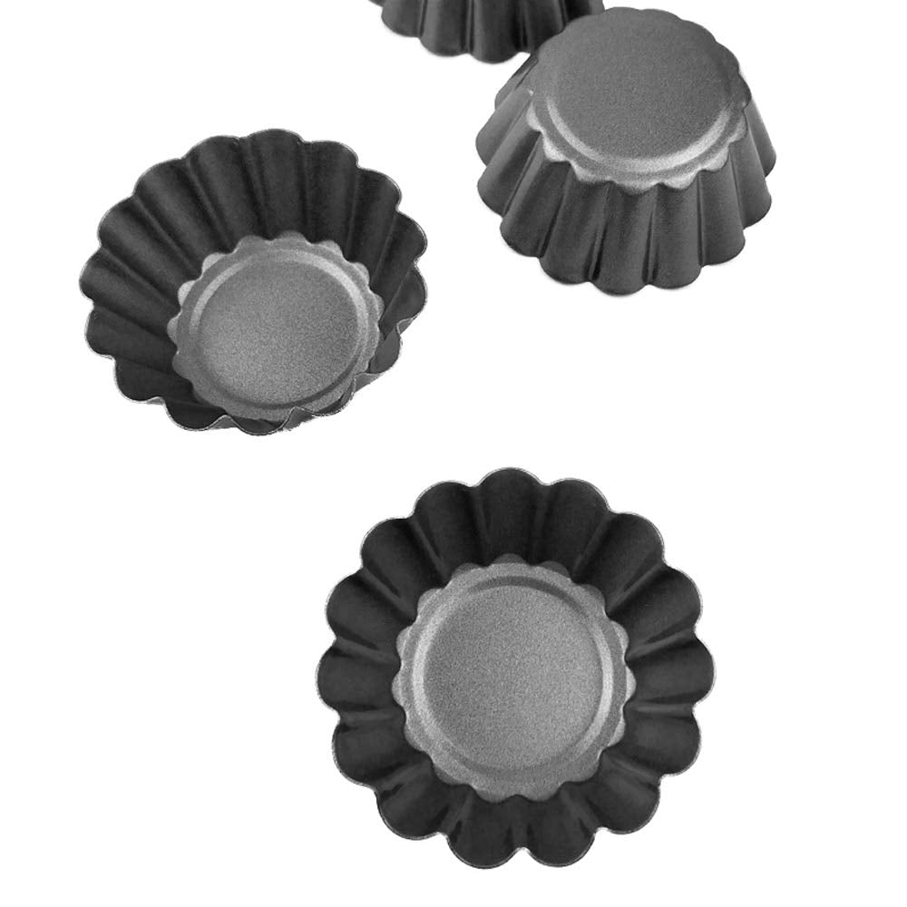 Dakuan 12 Packs Egg Tart Mold, Cupcake Cake Muffin Mold Mini Pie Pans Tin Pan Baking Tool, Carbon Steel- 2.6 Inch