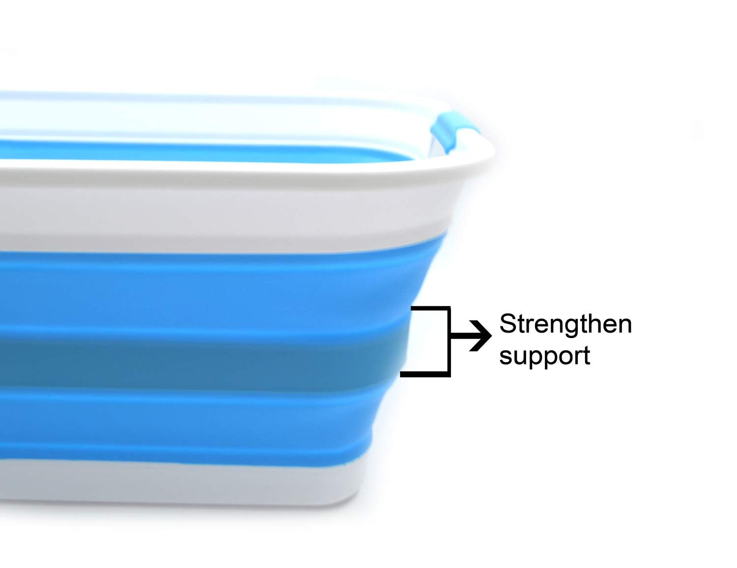 SAMMART 42L(11 gallon)Set of 2 Collapsible Plastic Laundry Basket-Foldable Pop Up Storage Container-Portable Washing Tub-Space Saving Water capacity 34L(9 gallon) (2 rectangular - stengthen  Sky Blue)