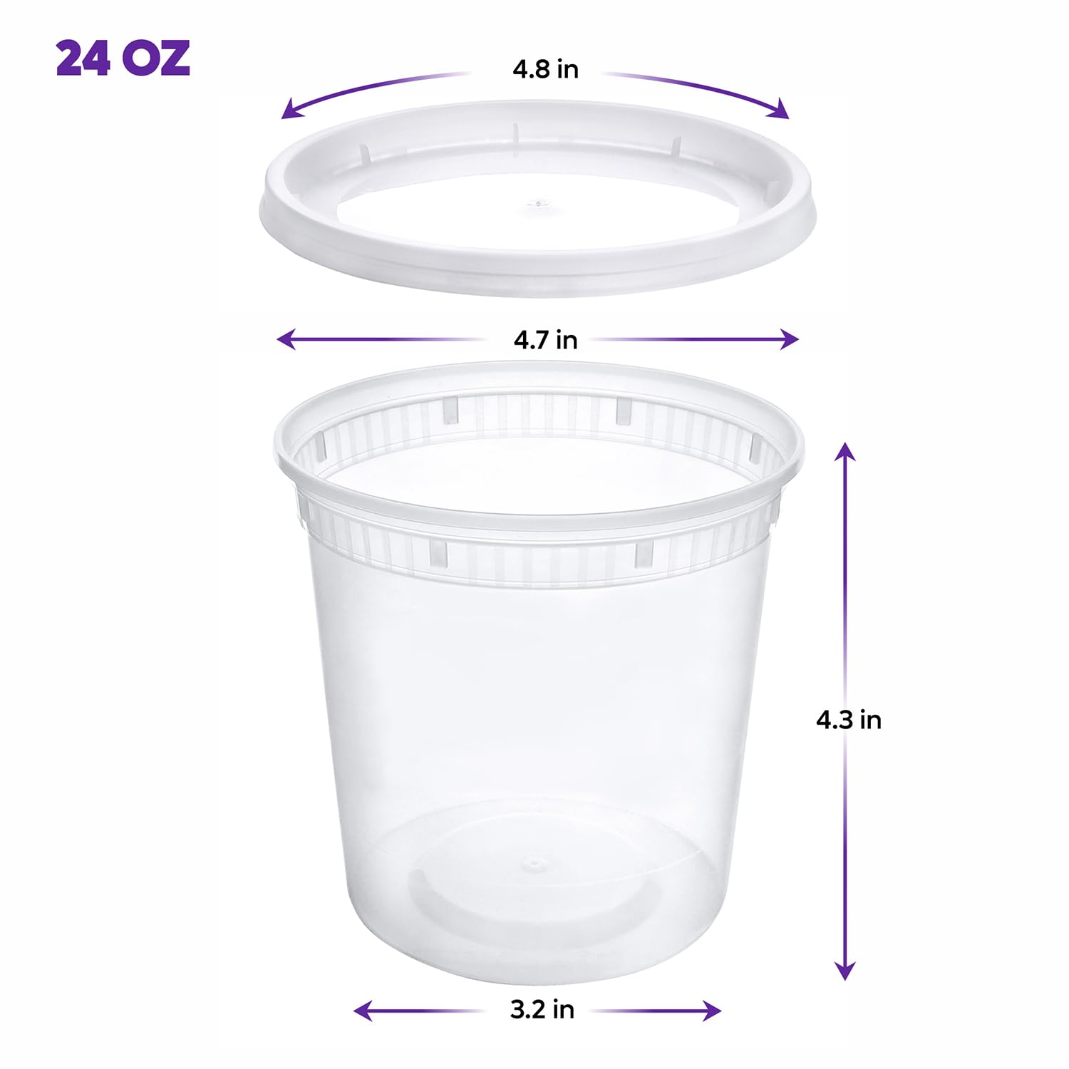 Pantry Value [24 Oz. - 24 Count Plastic Food Storage Deli Containers With Lids, Disposable Containers With Lids - Perfect For St