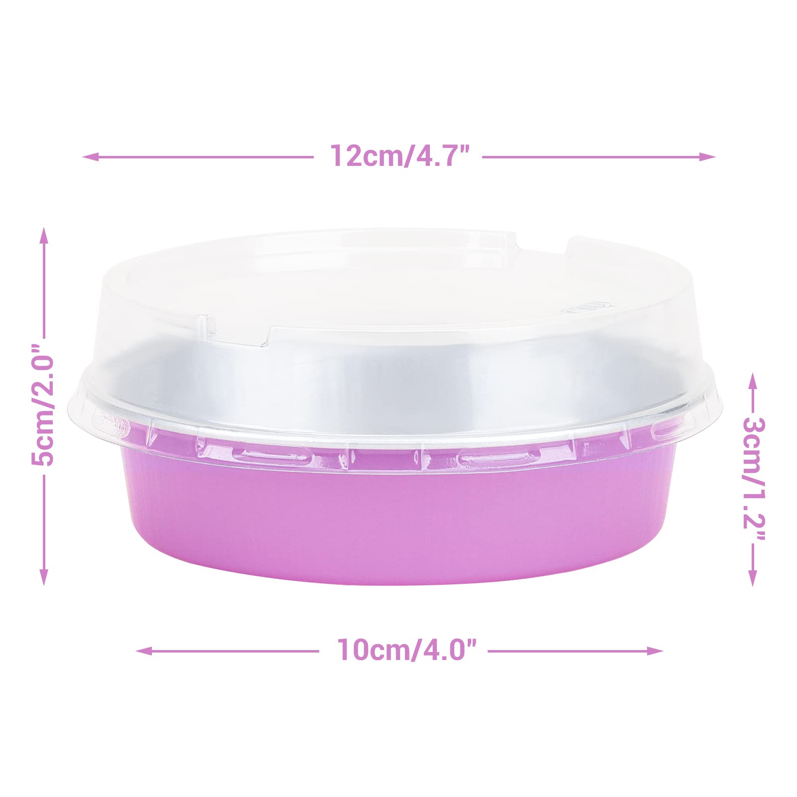 Beasea Disposable Mini Pans With Lids, 50 Pack 4    8Oz Light Pink Aluminum Baking Foil Tins Round Small Tart Container For Indi