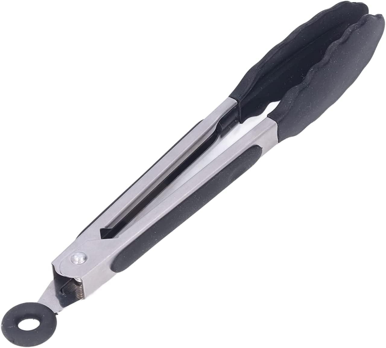 Kitchen Silicone Tongs 9 Inches Stainless Steel Handle With Easy Grip And Smart Lock Systemserving, Frying, And CookingBlack (2