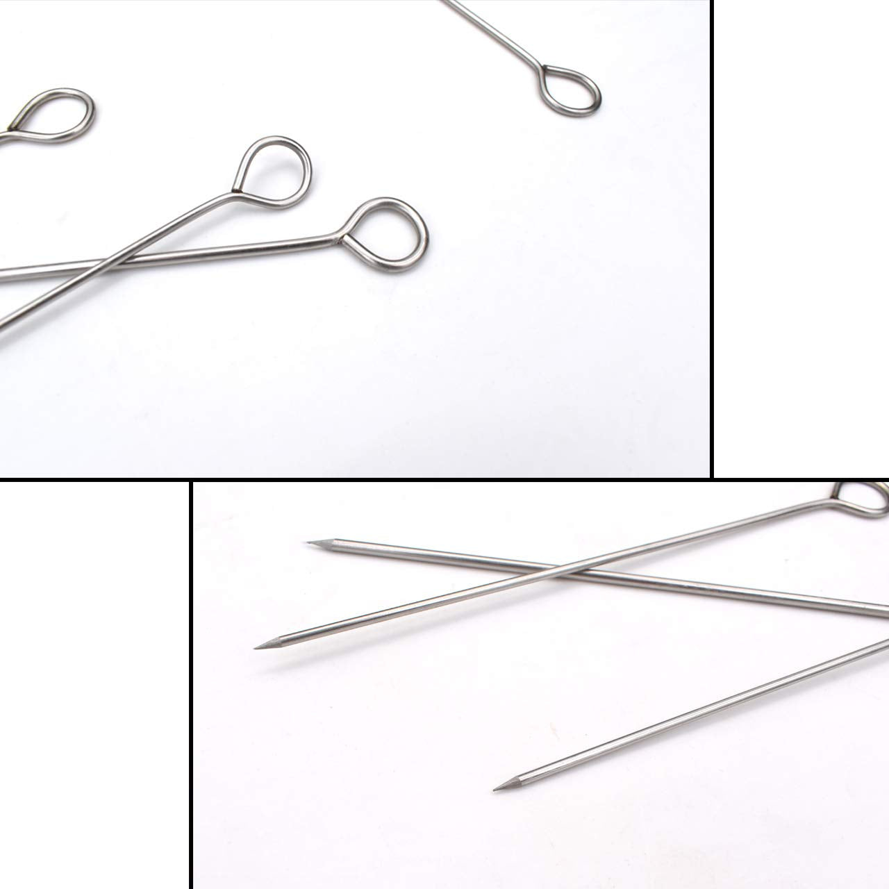 8 Inch Metal Kabob Skewers,Honshen Bbq Skewers,Reusable Stainless Steel Barbecue Skewer Sticks For Grilling Kebob Meat Chicken V