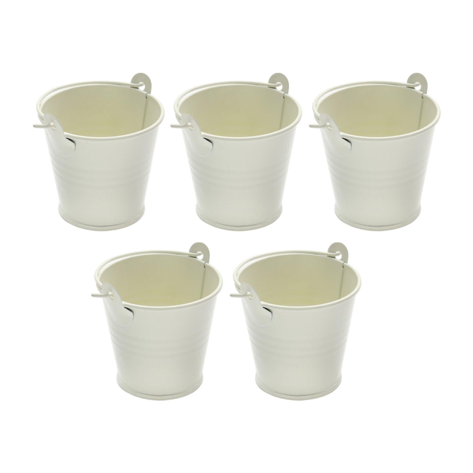 Enakshi 5X Galvanized Metal Buckets Container Rustic Party Favors Sturdy Ice Buckets White|Gardening Supplies | Plant Care, Soil