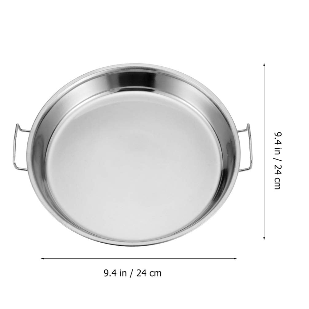 Hemoton 4Pcs Stainless Steel Everyday Pan Cold Noodle Plate Chef Stir Fry Pan Steamer Pot Saucepot Casserole Pot Tray Dish With