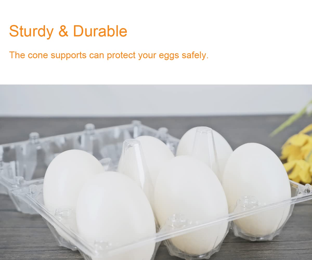 Bulkbuy Egg Cartons 60 Packs, Clear Eco-Friendly Plastic Blank Egg Cartons With Free Labels, Holds Up To 6 Duck Eggs Securely, P