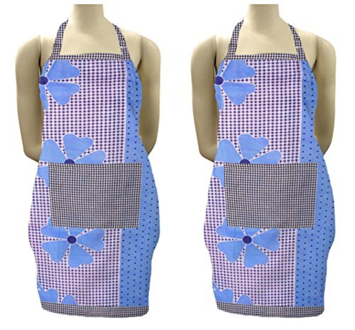 Exporthub Beautiful Cotton Blue Water Proof 2 Piece Kitchen Apron