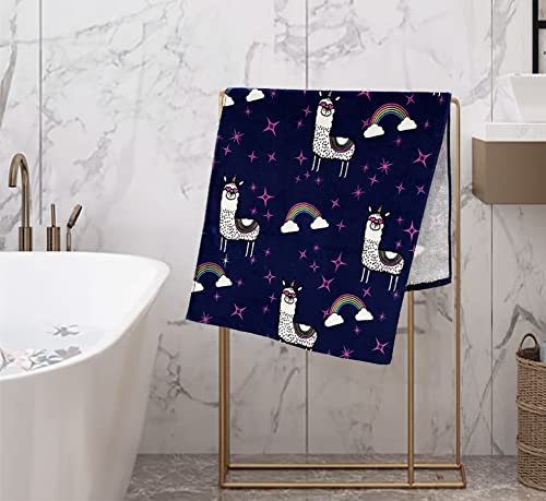 YIFONTIN Beach Towel for Kids Velour Terry Blanket Throw 100% Cotton 24X48 inches for Swimming Bath Travel Camping and Picnic  Navy Alpaca.
