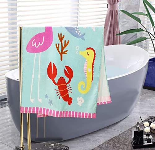YIFONTIN Beach Towel for Kids Velour Terry Blanket Throw 100% Cotton 25.5X51 inches for Swimming Bath Travel Camping and Picnic  Flamingo Lobster Octopus.
