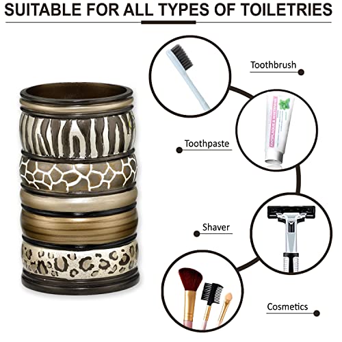 Zahari Home 4Pc Safari Stripes Stylish Bathroom Accessories Set Hand Soap Dispenser, Tumbler, Tooth Brush Holder And Soap Dish M