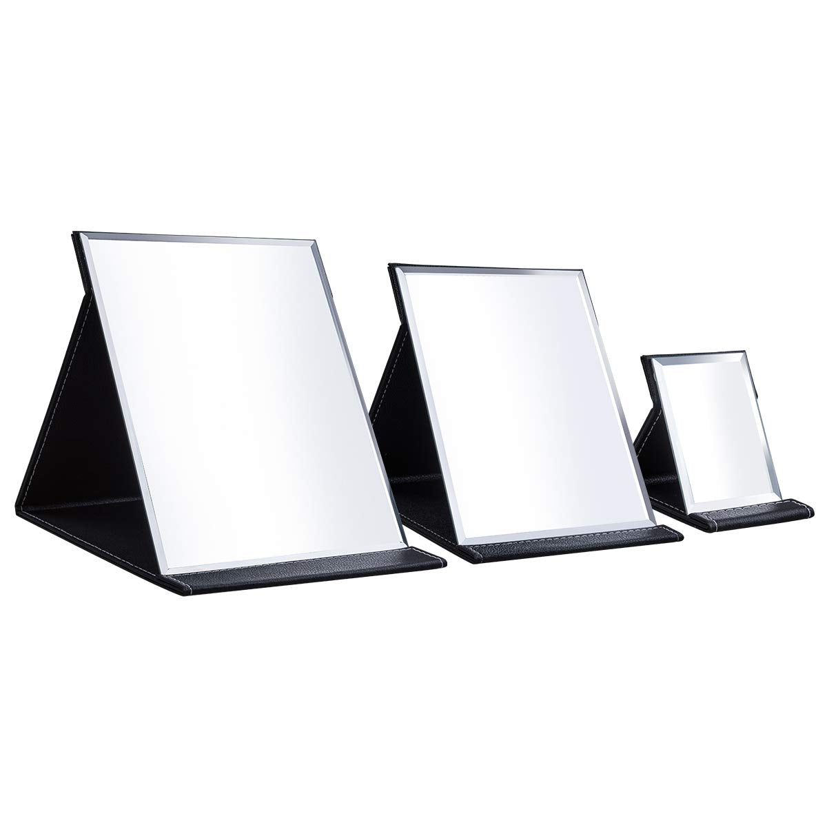 Longsheng - Since 2001 - Protable Pu Leather Mirror Folding Desktop Makeup Mirror With Adjustable Stand For Personal Use,Travell