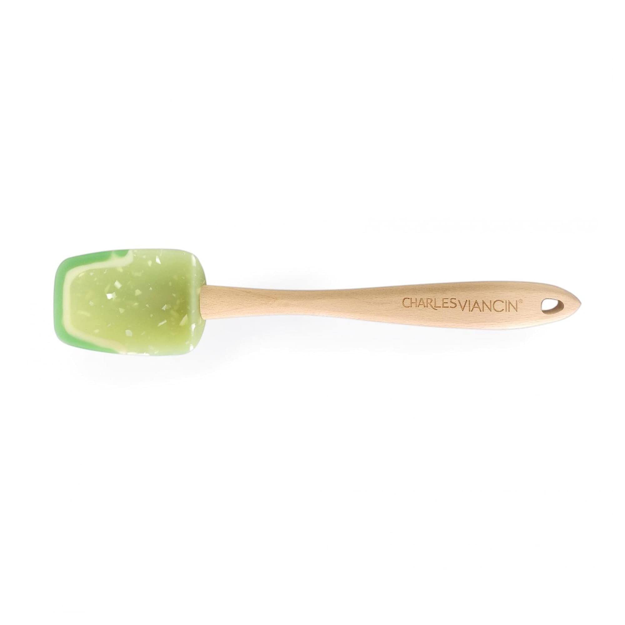Charles Viancin - Lime Spoonula - Durable Wooden Handle, Silicone End - Bpa-Free, Plastic Free, Food-Grade Silicone - Heat Resis