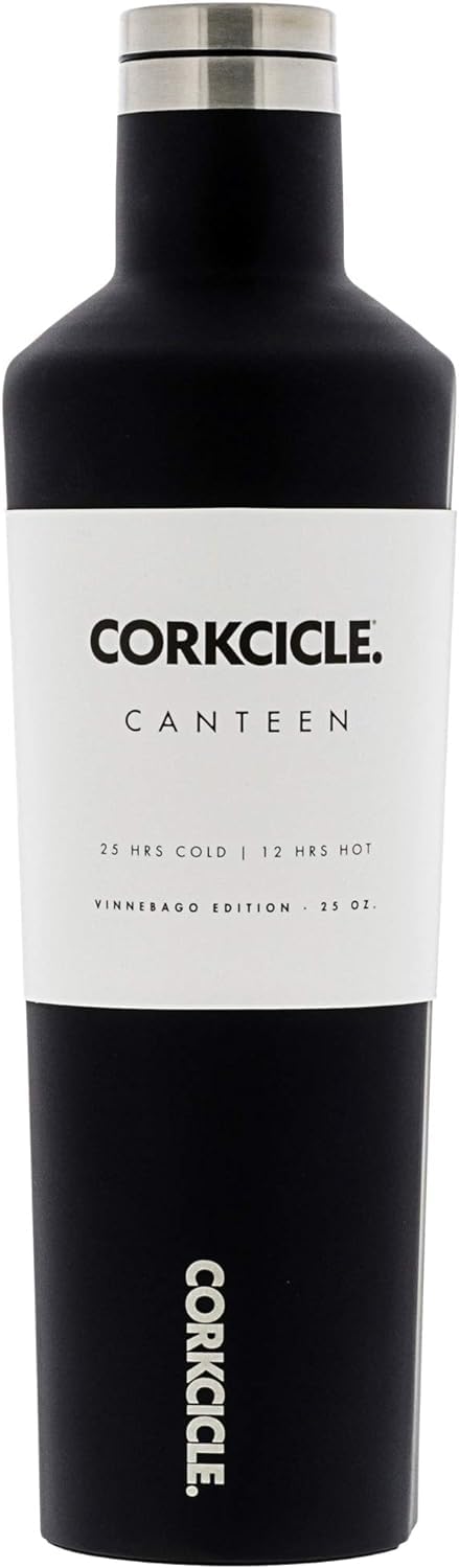 Corkcicle Canteen Classic Collection-Water Bottle & Thermos-Triple Insulated Shatterproof Stainless Steel, 25 oz, Matte Black