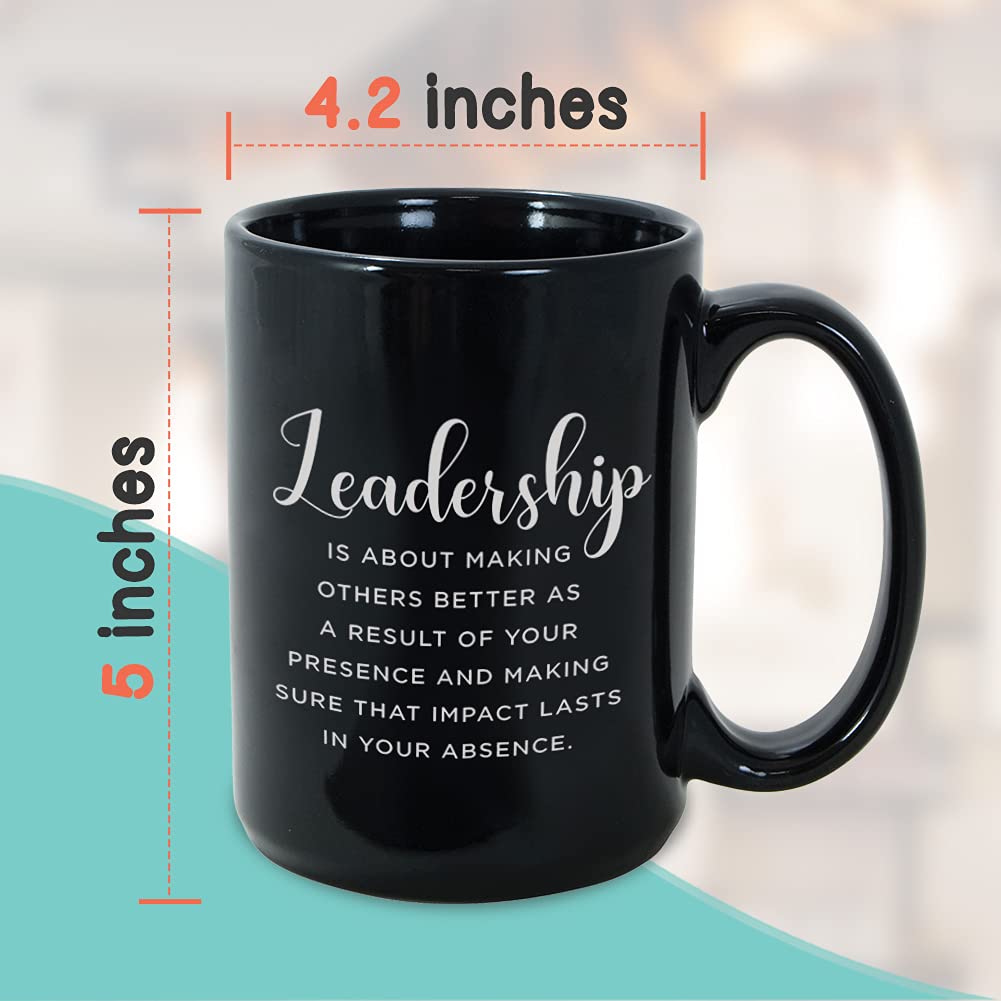 Inspirational Coffee Mug 15 Oz, Leadership Is About Making Others Better Quote