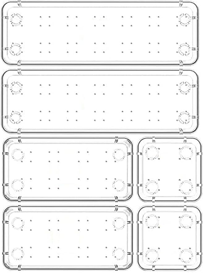 Lijie Drawer Organizer Storage Bins, Set Of 6, Glass Look Transparent Containers For Kitchen, Office, Bathroom, Vanity