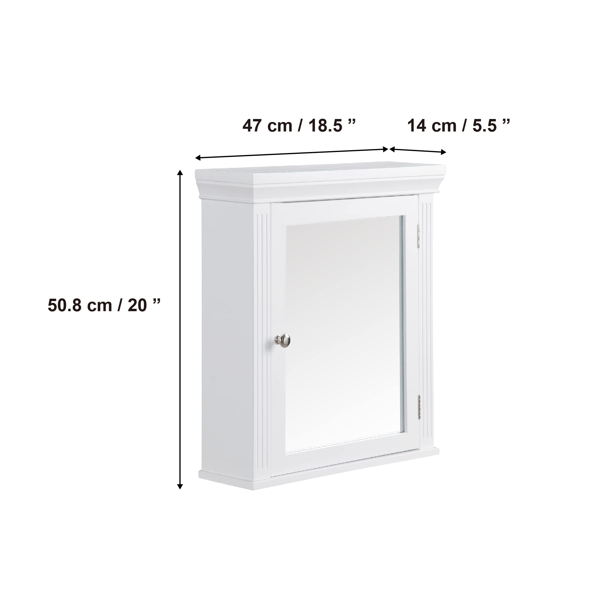Teamson Home Stratford Wooden Bathroom Furniture, Mirrored Wall Medicine Cabinet, White